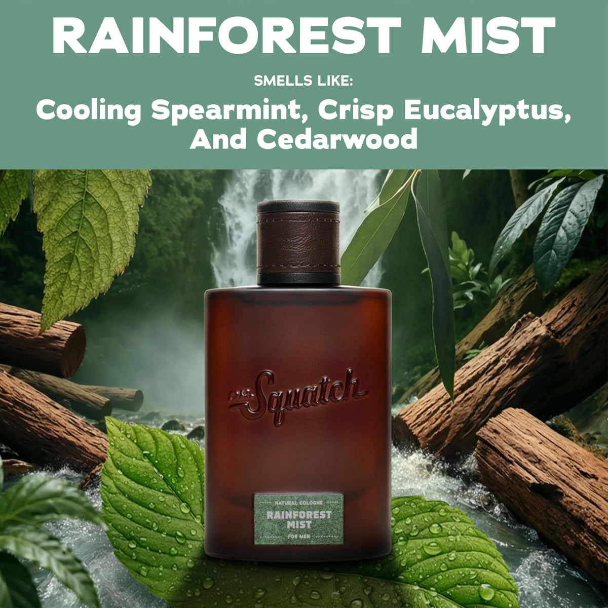 Cologne Dr. Squatch Rainforest Mist sur fond naturel