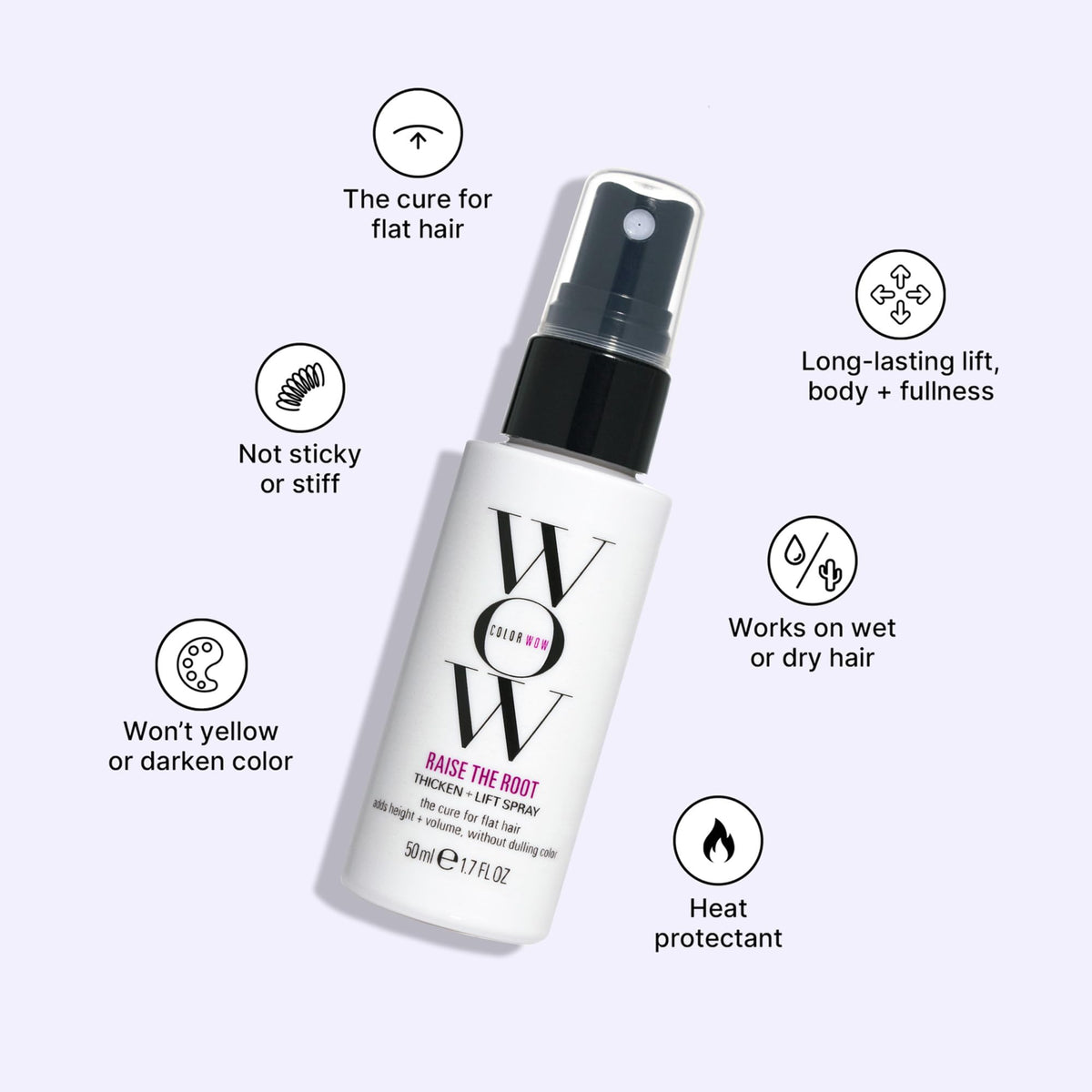COLOR WOW Spray Volume Racines 68g application sur cheveux