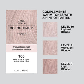 COLORCHARM Toner Permanent T05 Rose Blond 1,4 Fl Oz en utilisation