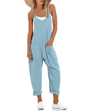 Combinaison harem femme Lentta bleu clair avec poches latérales