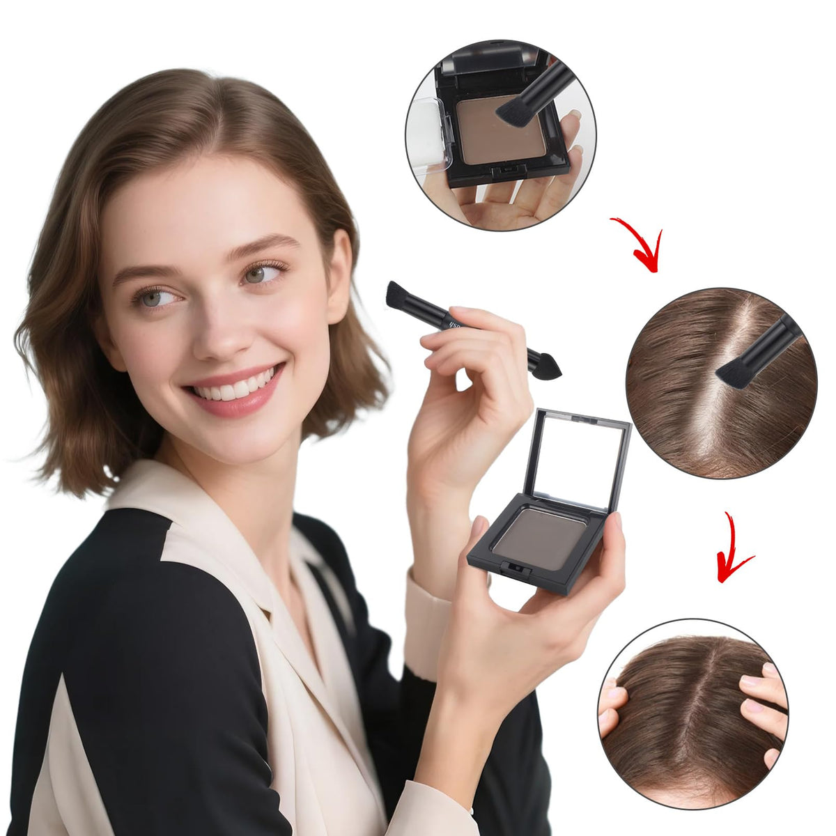 Compact de la poudre de retouche racines VOLLUCK avec miroir