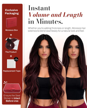 Comparaison d'extensions Moresoo avec cheveux naturels