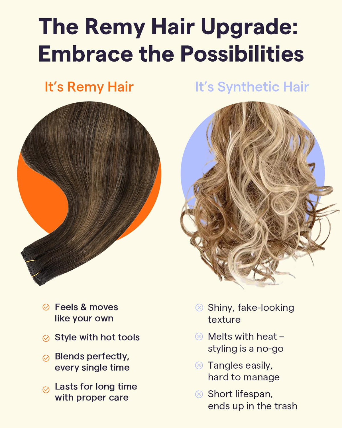Comparaison de couleur des extensions cheveux marron foncé Full Shine