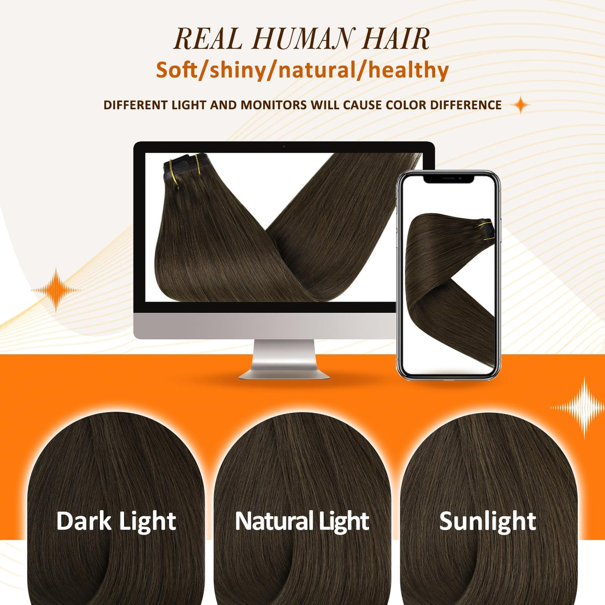 Comparaison de couleur des extensions Full Shine