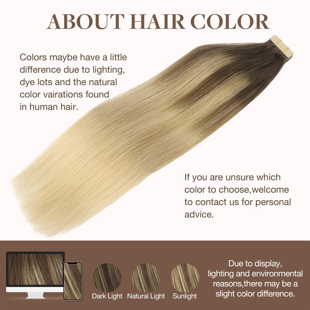 Comparaison de couleurs des extensions de cheveux GOO GOO