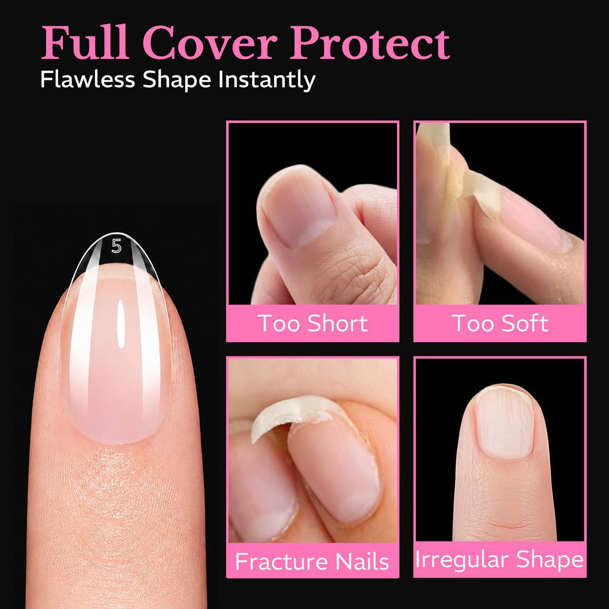 Comparaison de différentes tailles de tips d'ongles AZUREBEAUTY