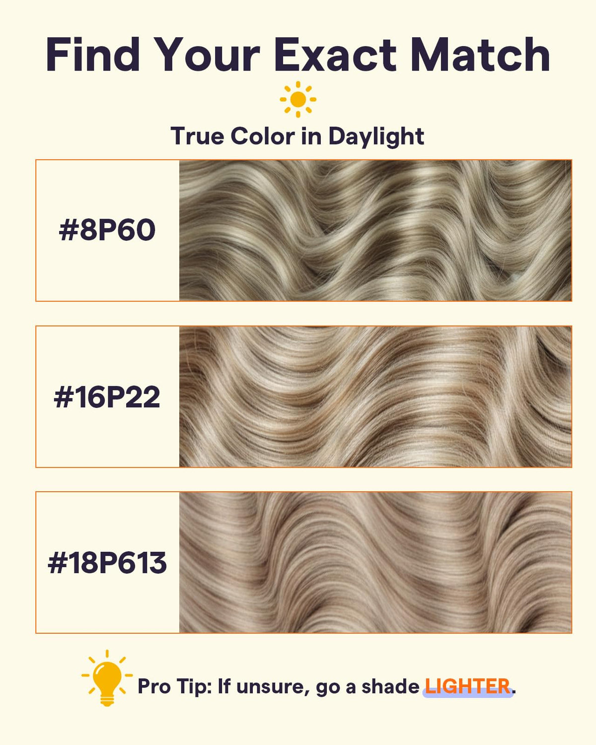 Comparaison de la couleur blond cendré des extensions Full Shine