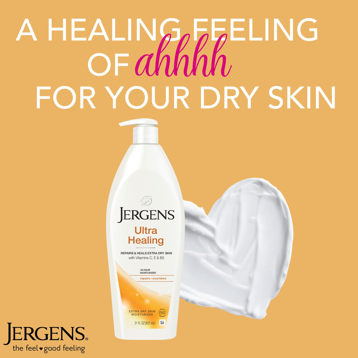 Comparaison de la texture de la peau avant et après application de Jergens