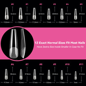 Comparaison de tailles de pointes d'ongles UNA GELLA