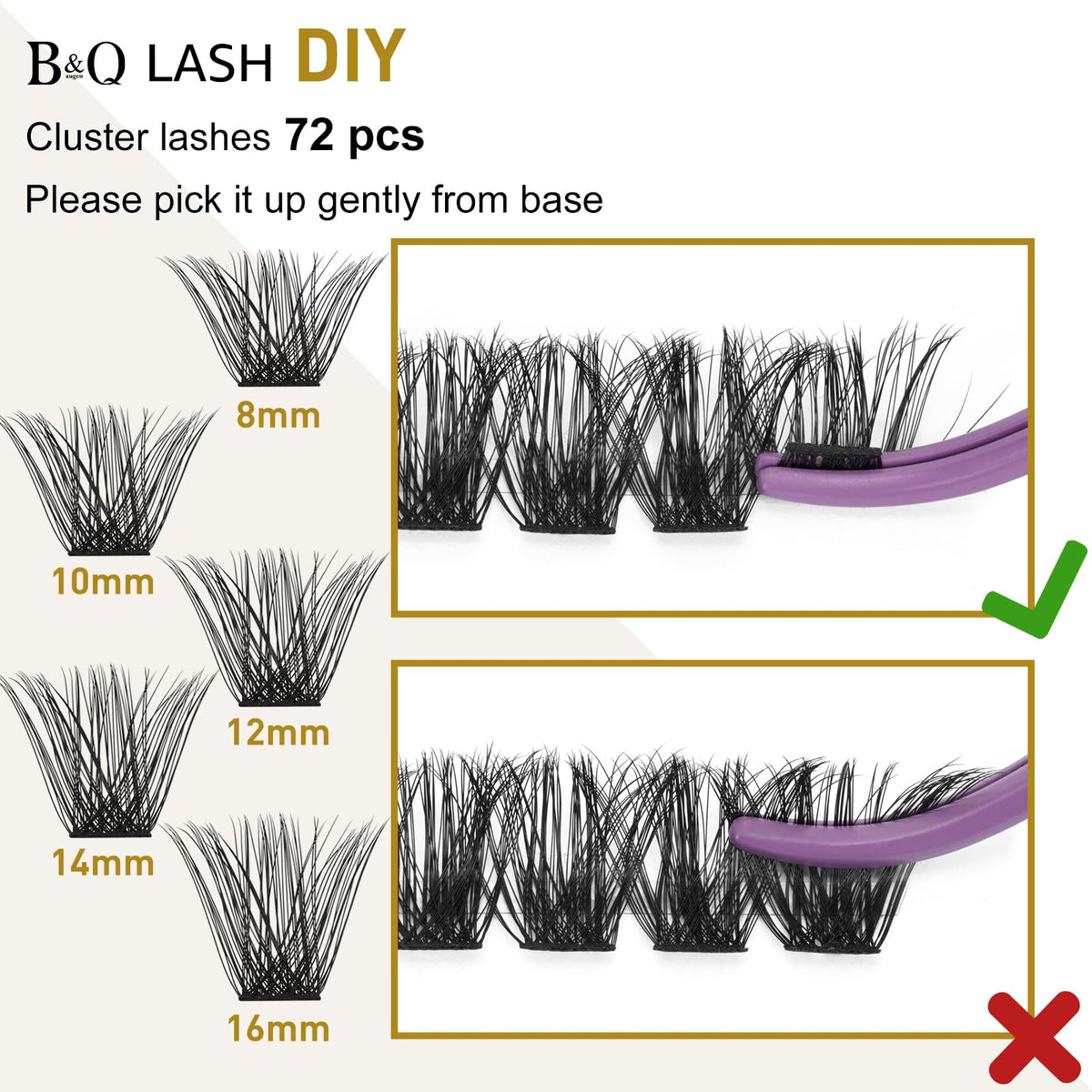 Comparaison des cils naturels et des cils B&Qaugen
