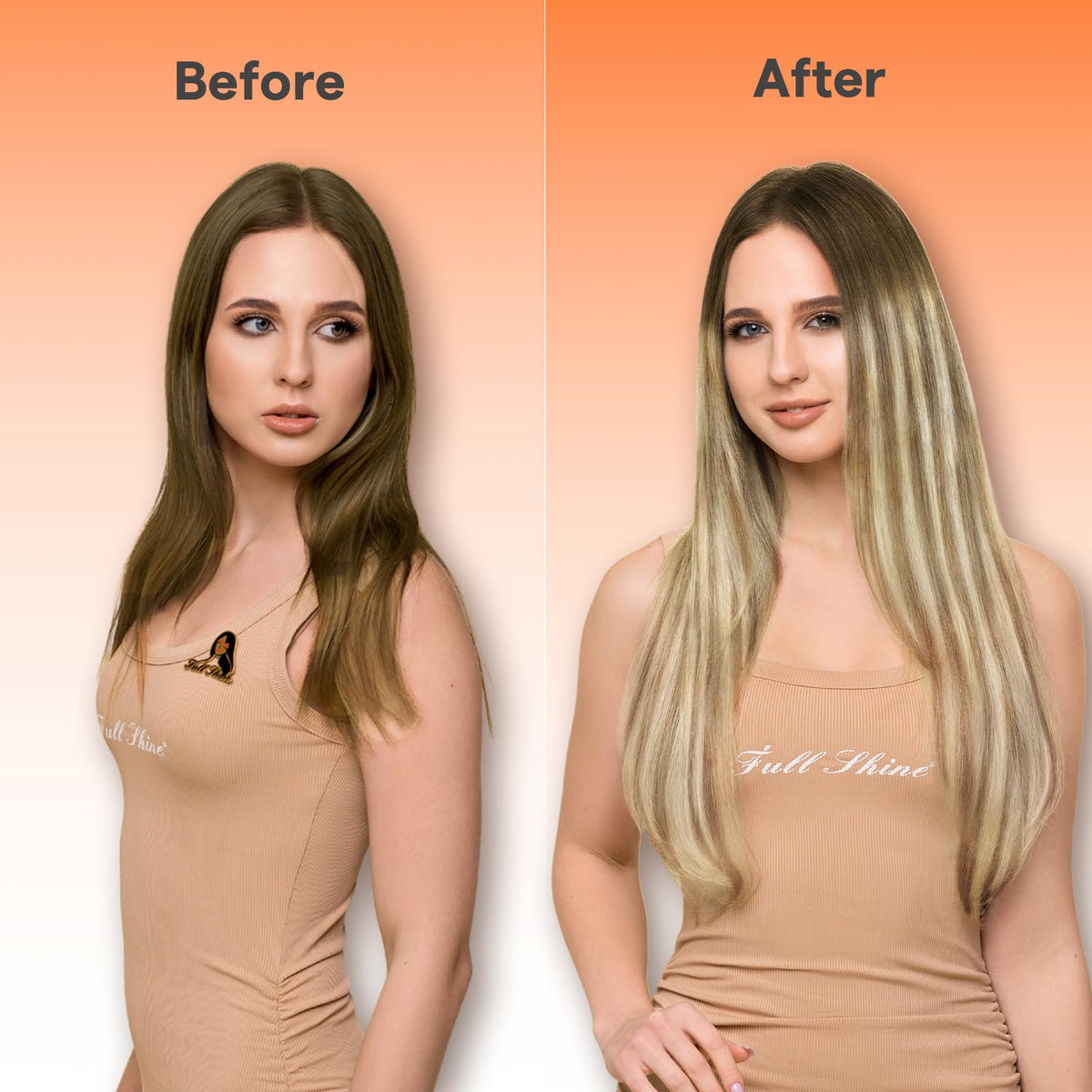 Comparaison des extensions Full Shine avec cheveux naturels