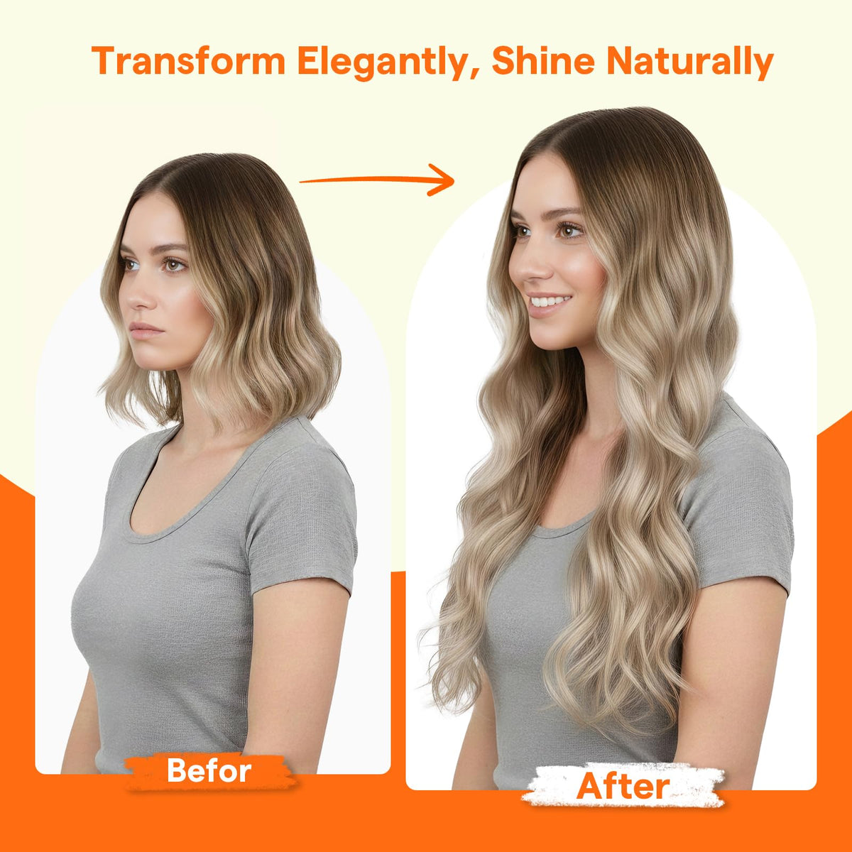 Comparaison des longueurs d'extensions de cheveux Remy Full Shine