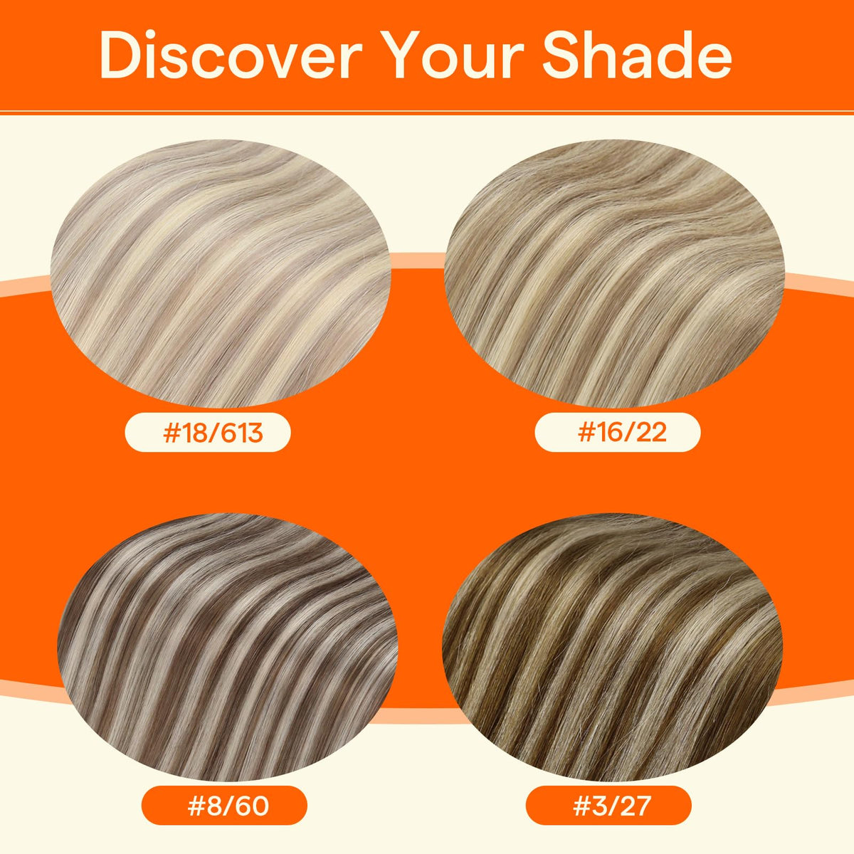 Comparaison des nuances des extensions de cheveux Full Shine