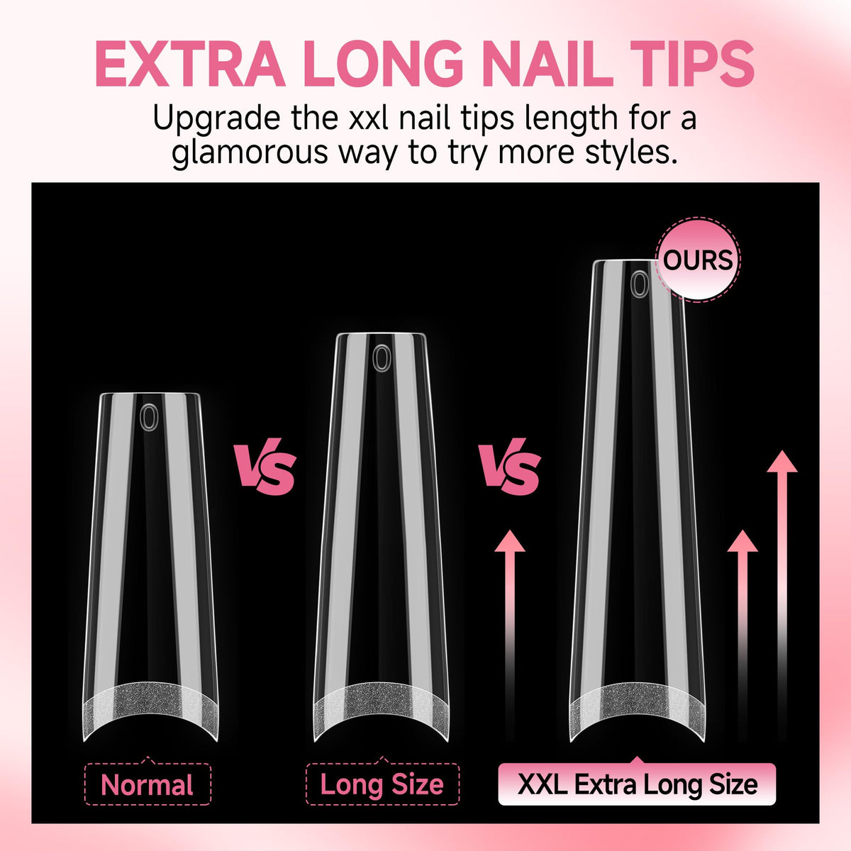 Comparaison des tailles des faux ongles UNA GELLA