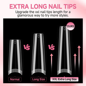 Comparaison des tailles des faux ongles UNA GELLA