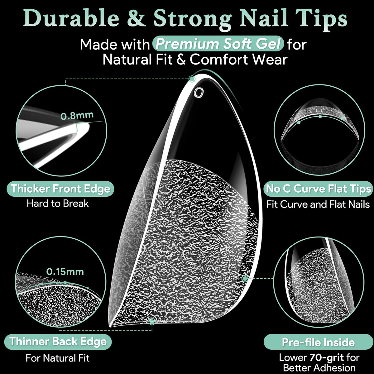 Comparaison des tailles des tips d'ongles LEYKOSH