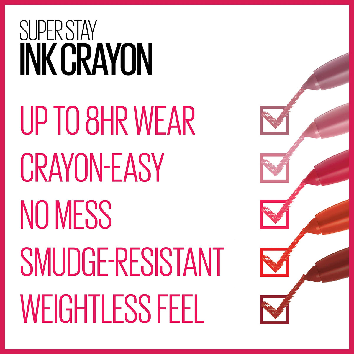 Comparaison des teintes de crayon à lèvres Maybelline