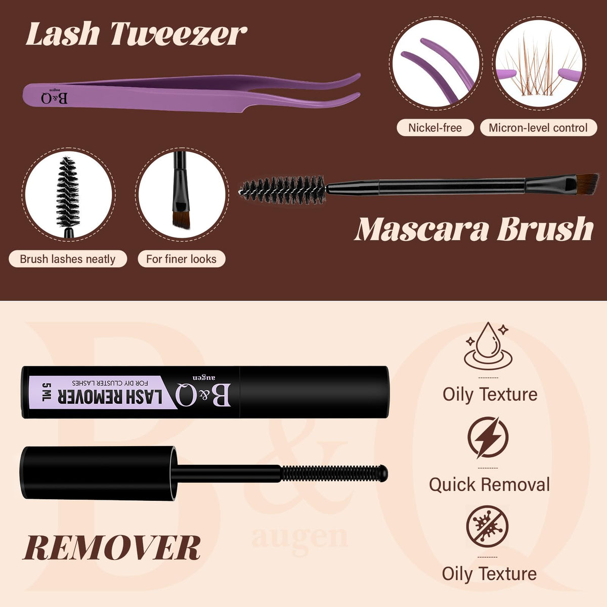 Comparaison entre cils bruns et noirs du kit B&Qaugen
