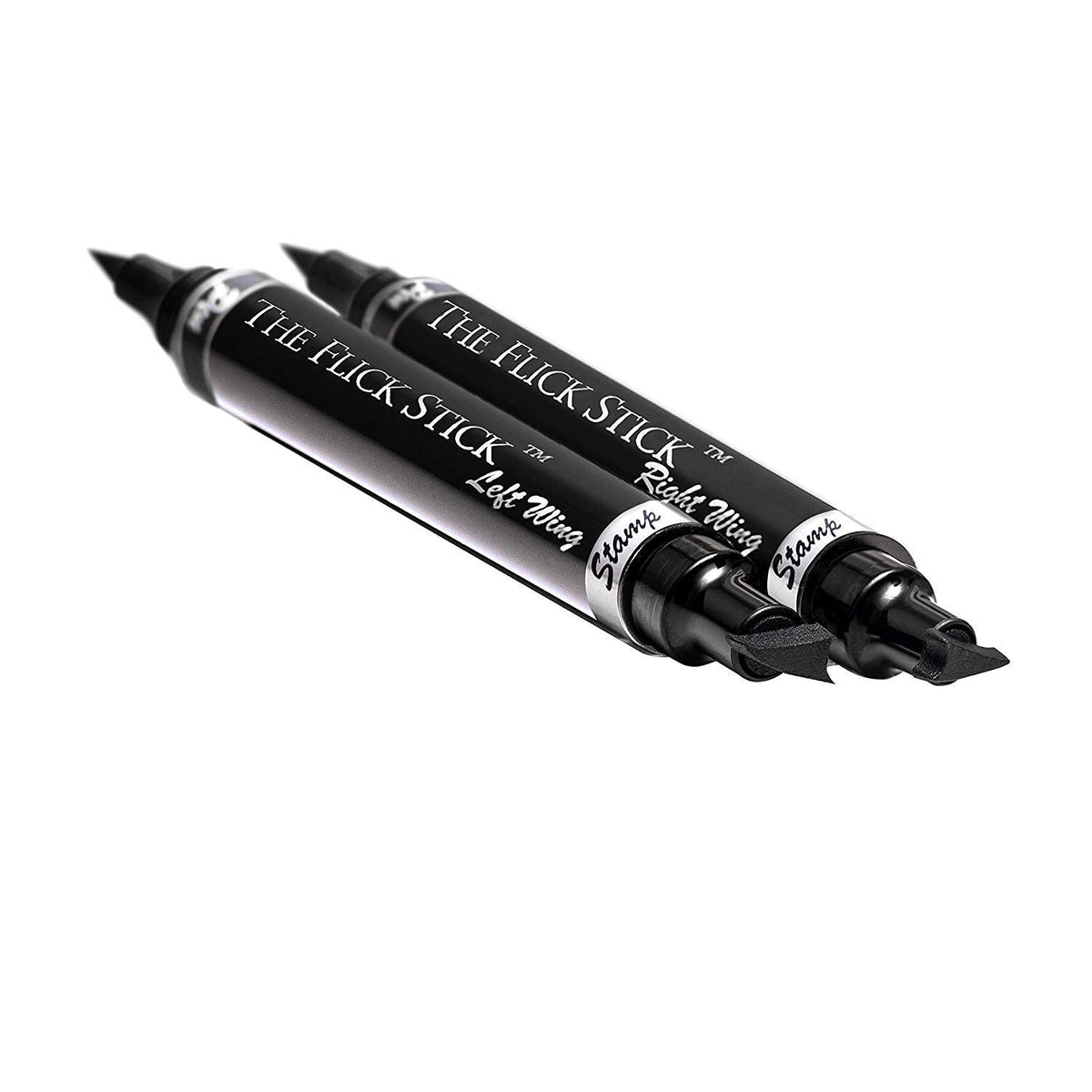 Comparaison entre les ailes de eyeliner créées avec le tampon The Flick Stick