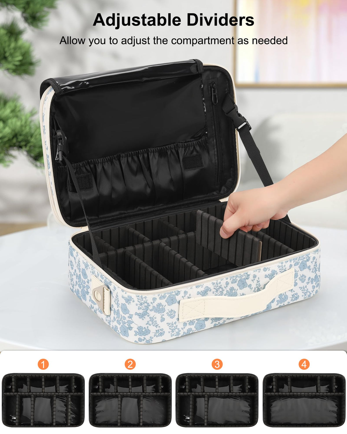Compartiments ajustables de la trousse de maquillage Relavel