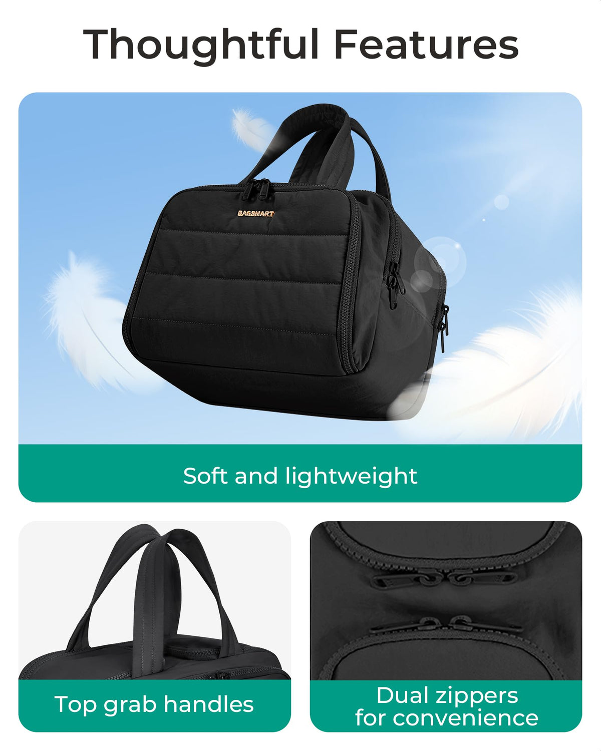 Compartiments de la trousse de toilette BAGSMART