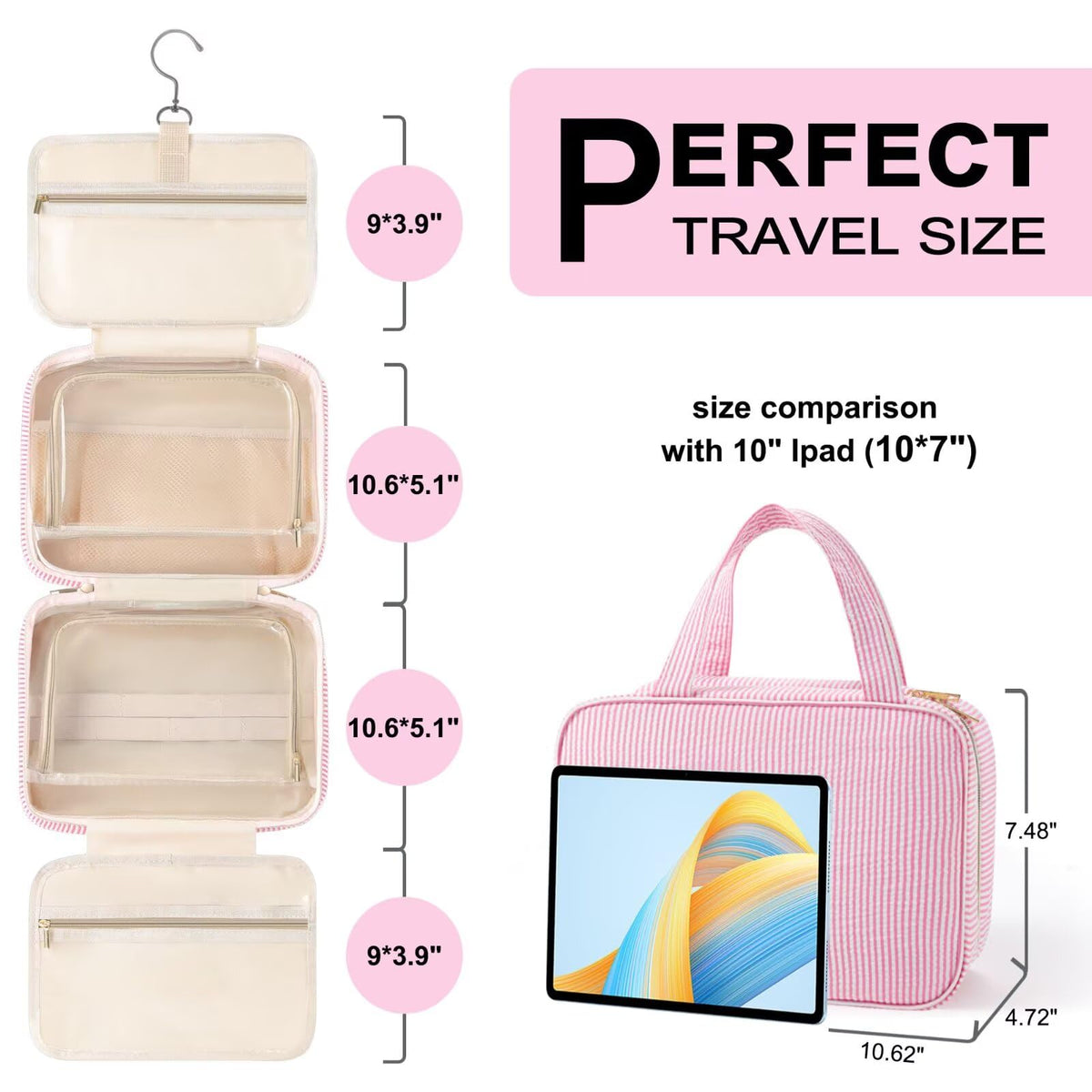 Compartiments de la trousse de toilette TOPEAST ouverts