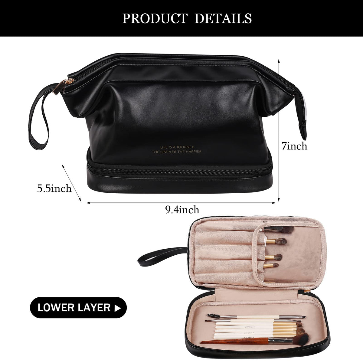 Compartiments intérieurs de la trousse Abiudeng pour pinceaux et maquillage