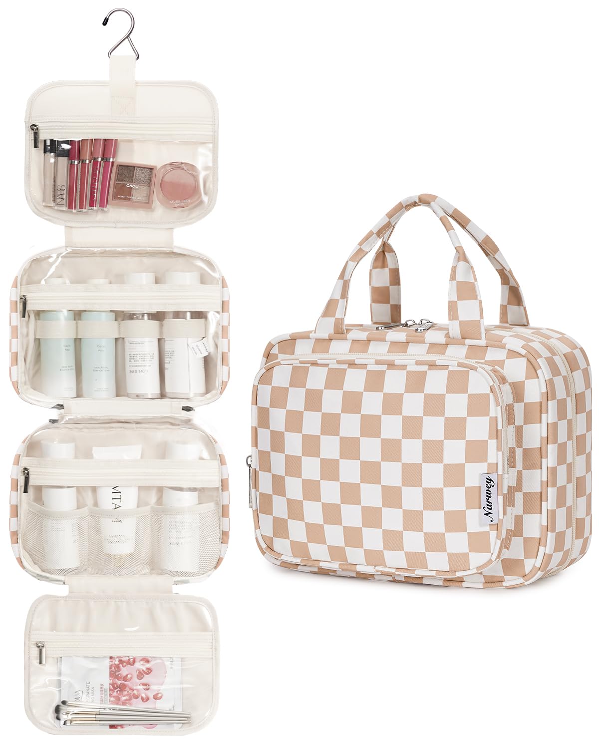 Compartiments intérieurs de la trousse de toilette Narwey