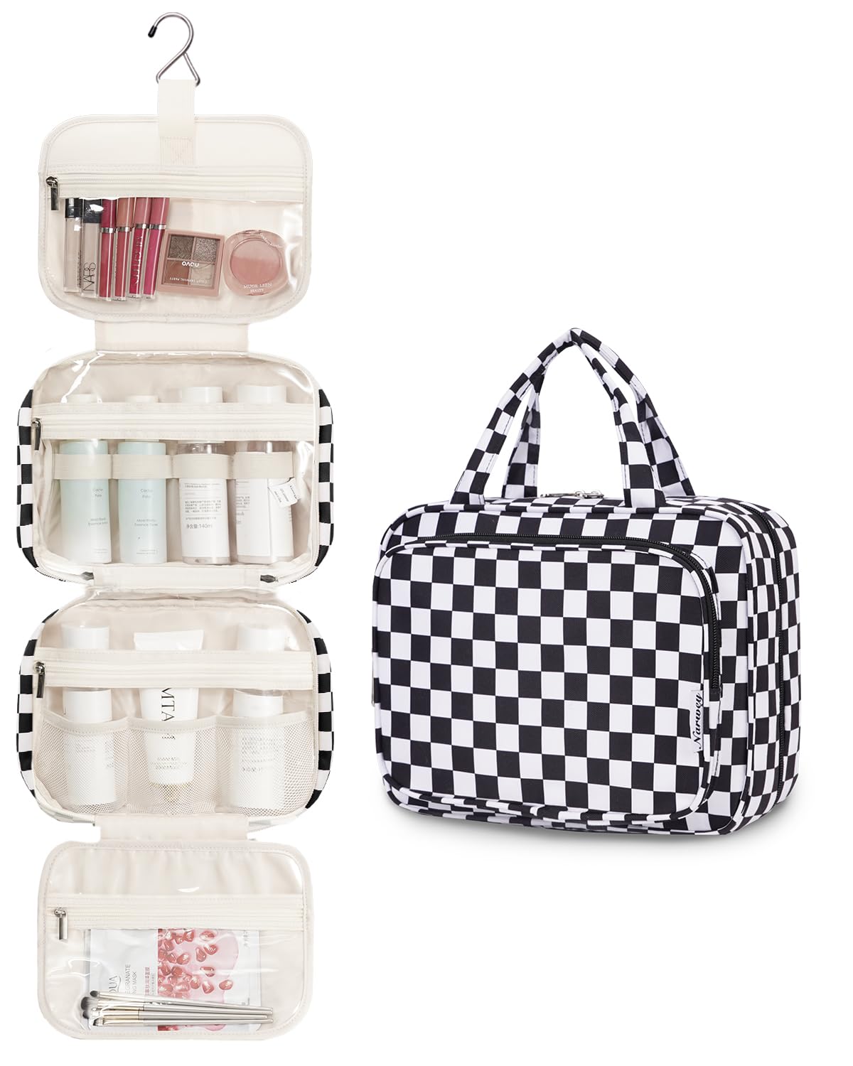 Compartiments intérieurs de la trousse de toilette Narwey