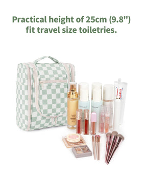 Compartiments intérieurs de la trousse de toilette Narwey avec produits de soin