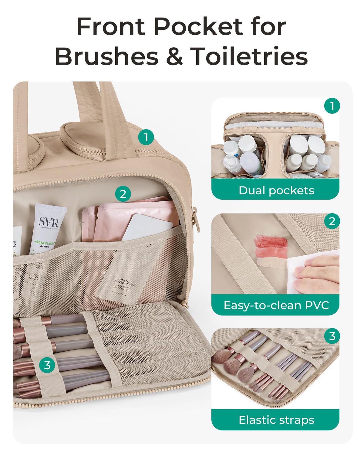 Compartiments internes de la trousse de toilette BAGSMART
