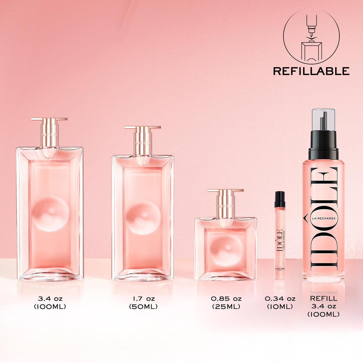 Composition de Lancôme Idôle Eau de Parfum avec notes de jasmin et de rose