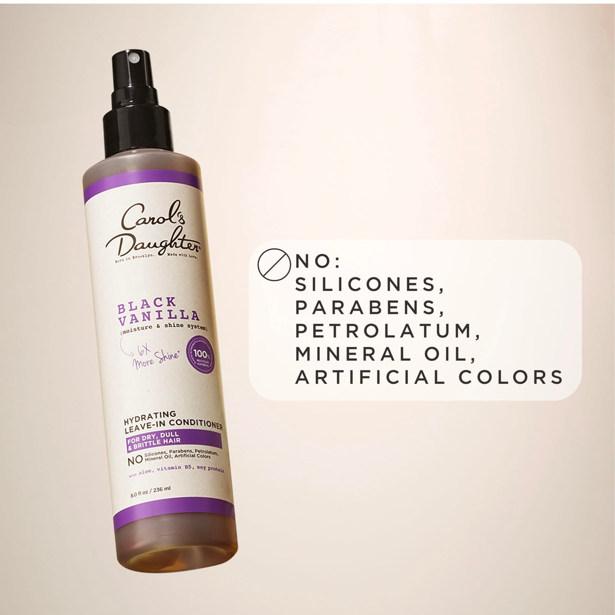 Composition des ingrédients de l'après-shampoing Black Vanilla