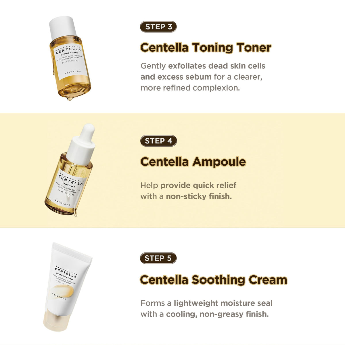 Composition des produits du kit SKIN1004 Centella