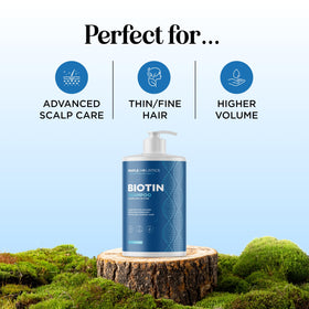 Composition du shampooing Biotine et Romarin sur un tableau