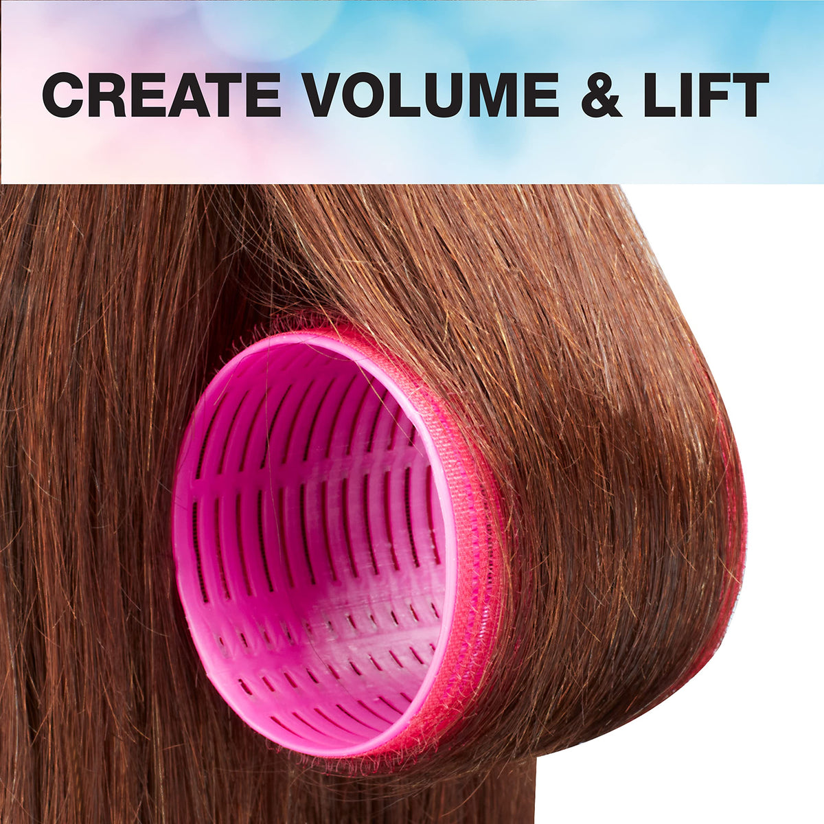 Conair rouleaux cheveux jumbo rose avec cheveux bouclés