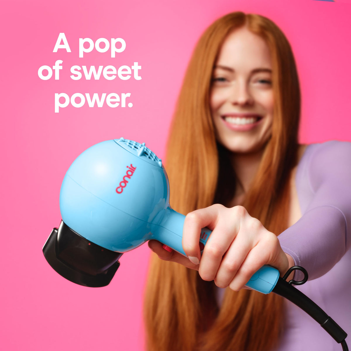 Conair Sèche-Cheveux Cake Pop bleu en mode rangement