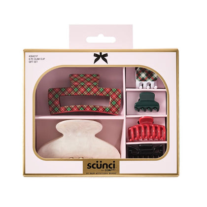Conair Set de 6 Pinces à Cheveux - Pince rectangulaire à carreaux rouges