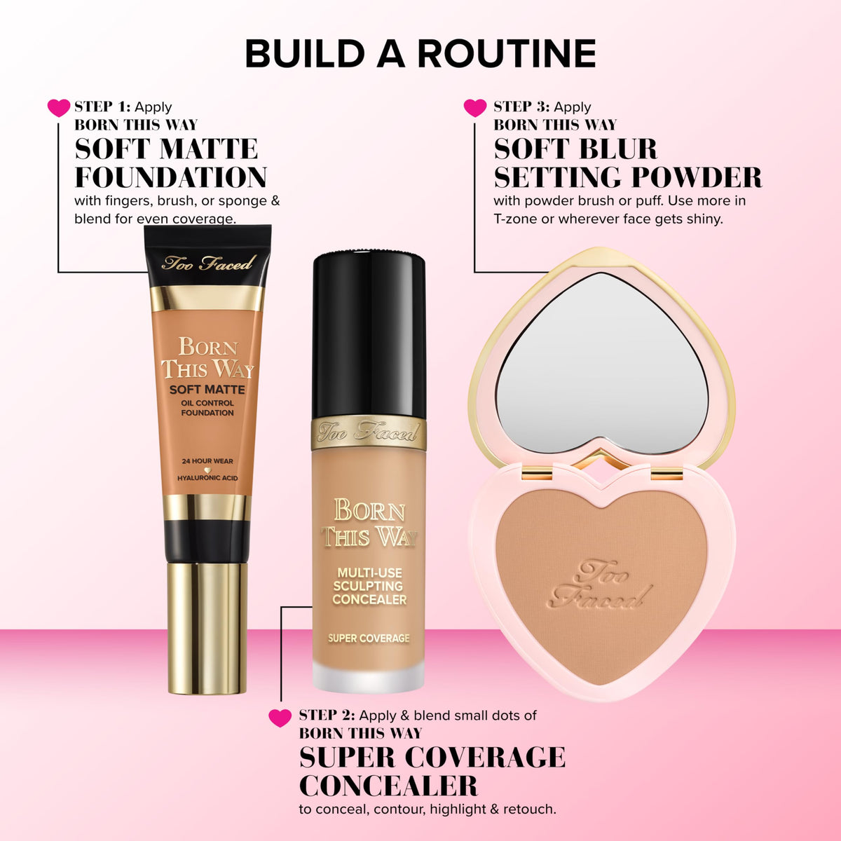 Concealer Too Faced avec d'autres produits de maquillage