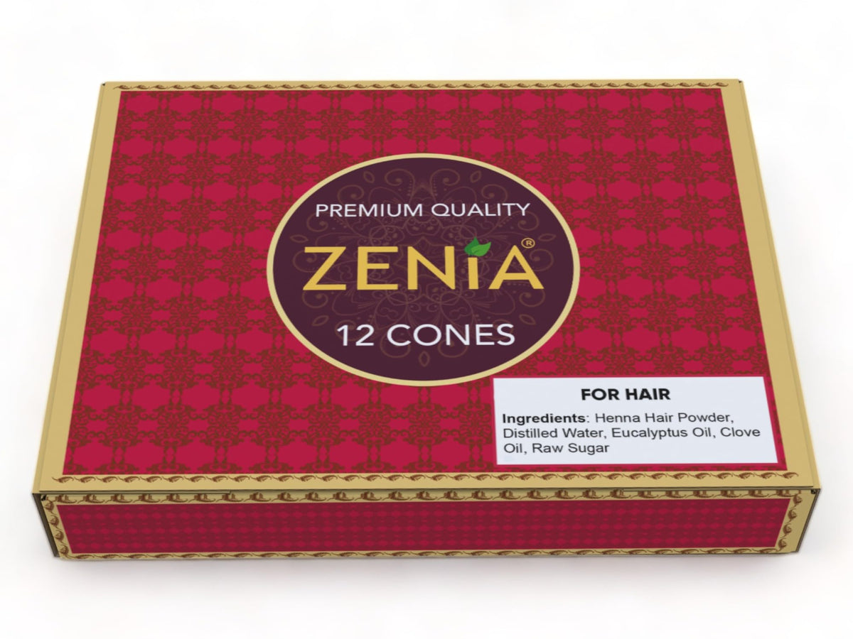 Cone de henné Zenia en gros plan montrant la texture de la pâte