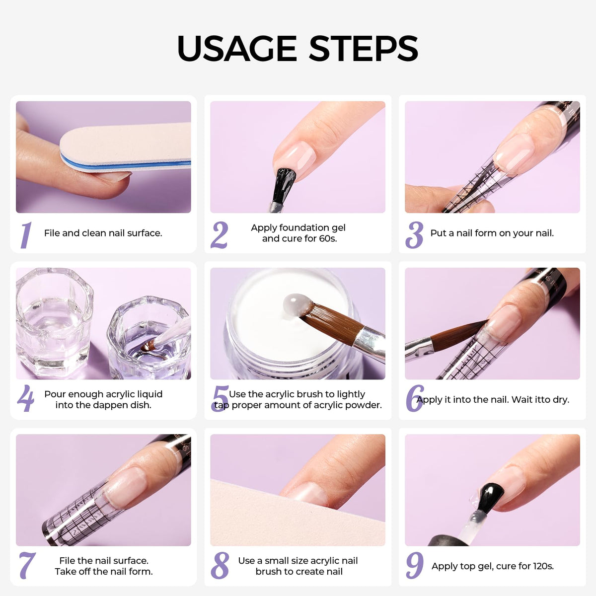 Conseils en acrylique et produits du kit VANSISOS