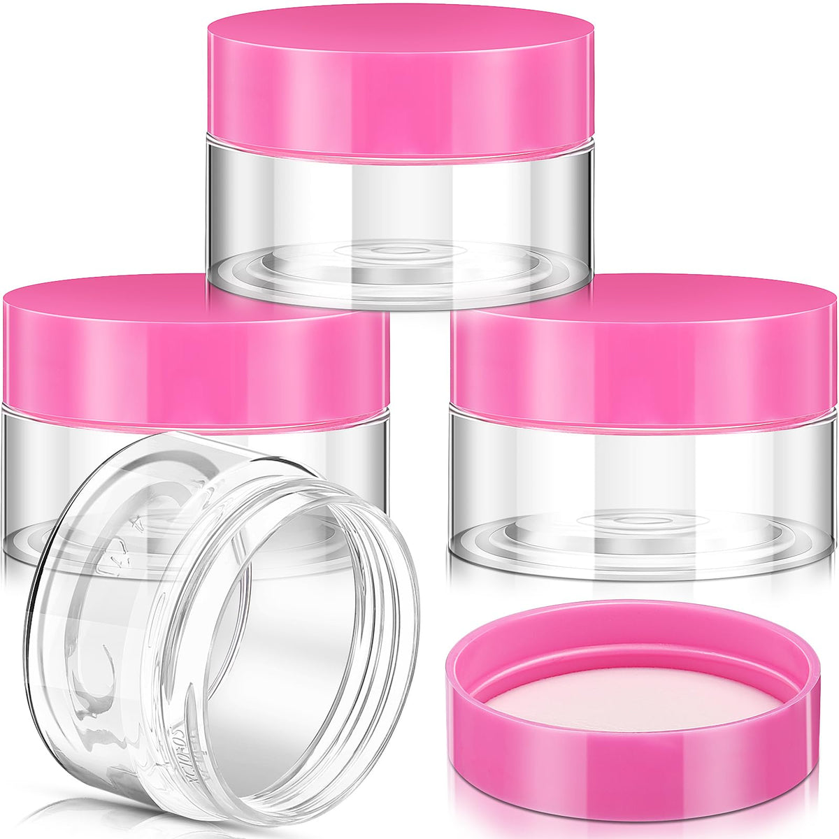 Contenants ronds en plastique Patelai 4 pièces avec couvercles roses