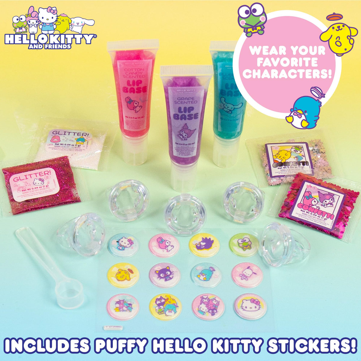 Contenu complet du kit de brillants à lèvres Hello Kitty