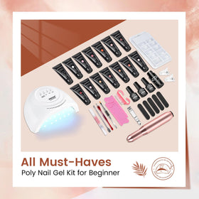 Contenu du kit d'ongles poly gel JEWHITENY avec outils et gels