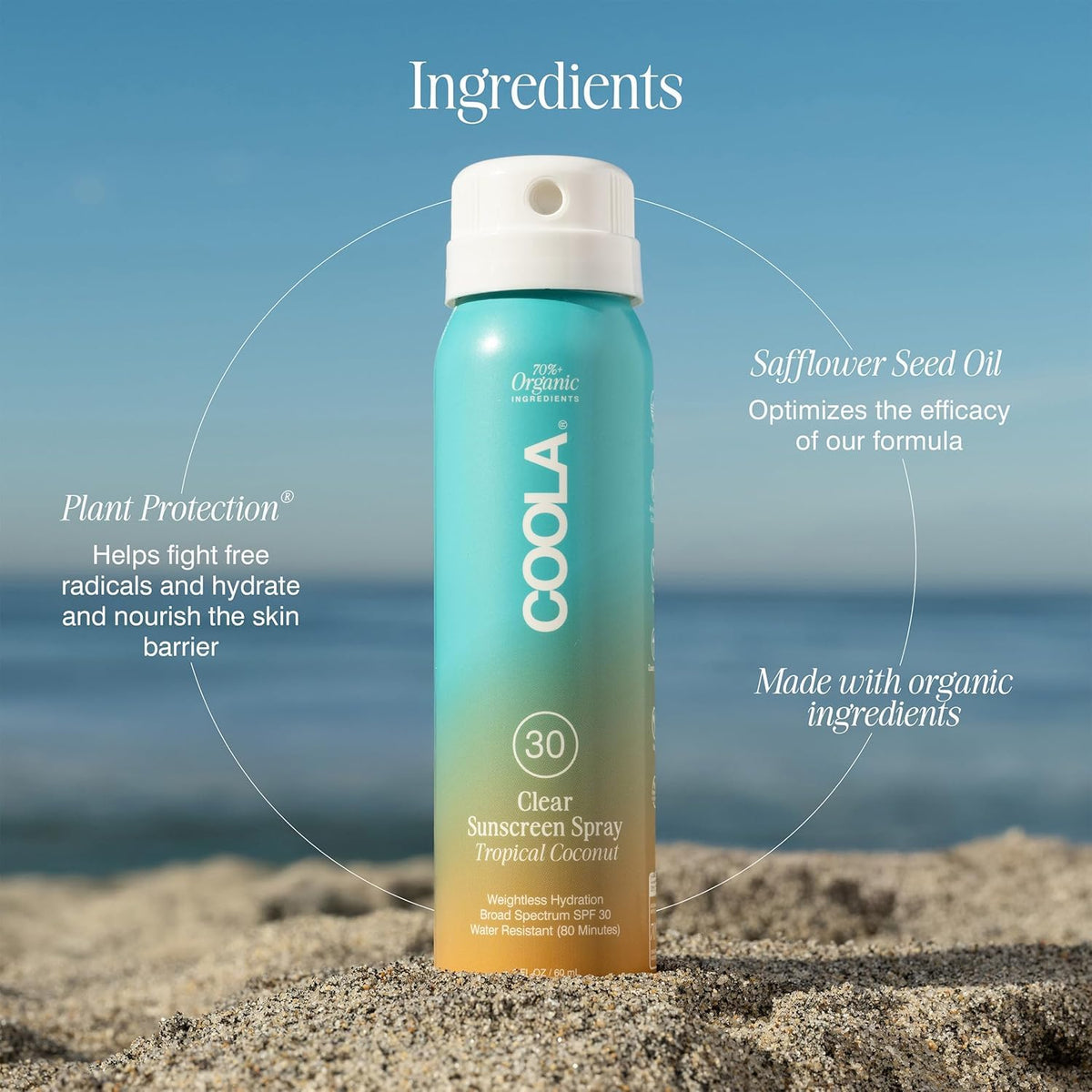 COOLA Crème Solaire Bio Spray sur peau avec effet léger