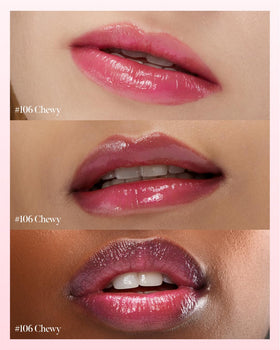 CORALHAZE Glow Lock Jelly Tint 106 Chewy, application sur les lèvres