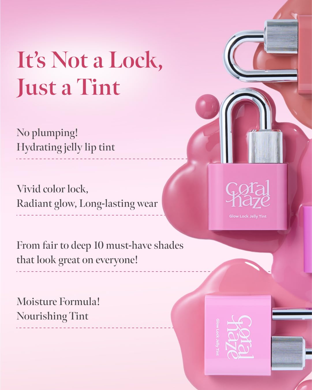 CORALHAZE Glow Lock Jelly Tint 106 Chewy avec close-up de la texture