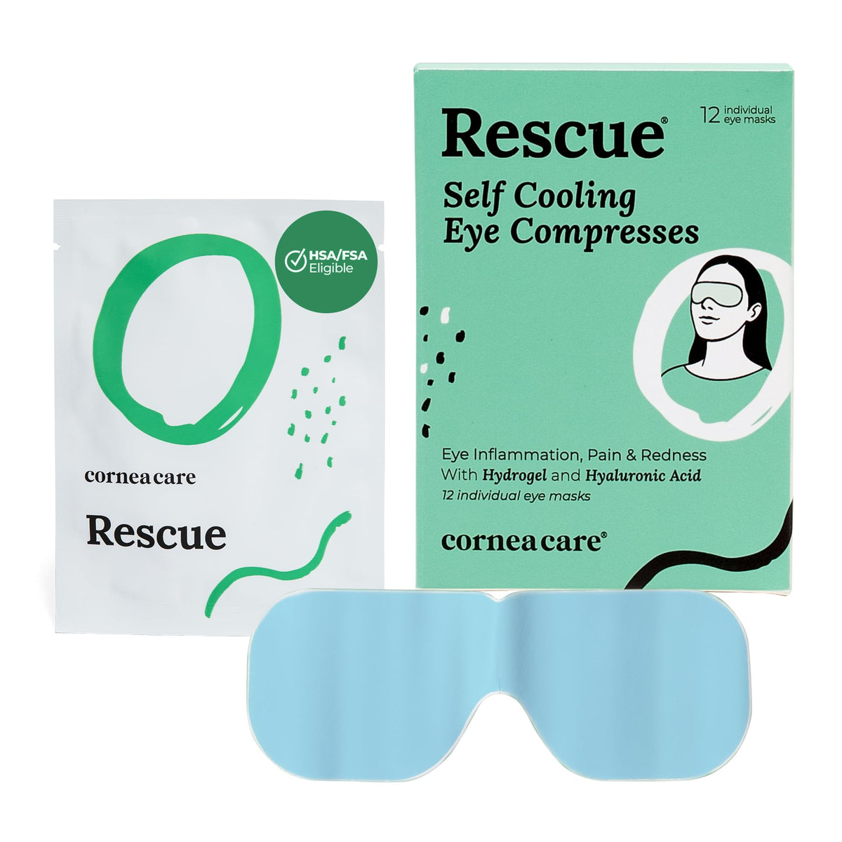 CorneaCare compresses froides hydrogels pour yeux fatigués, boîte de 12 unités
