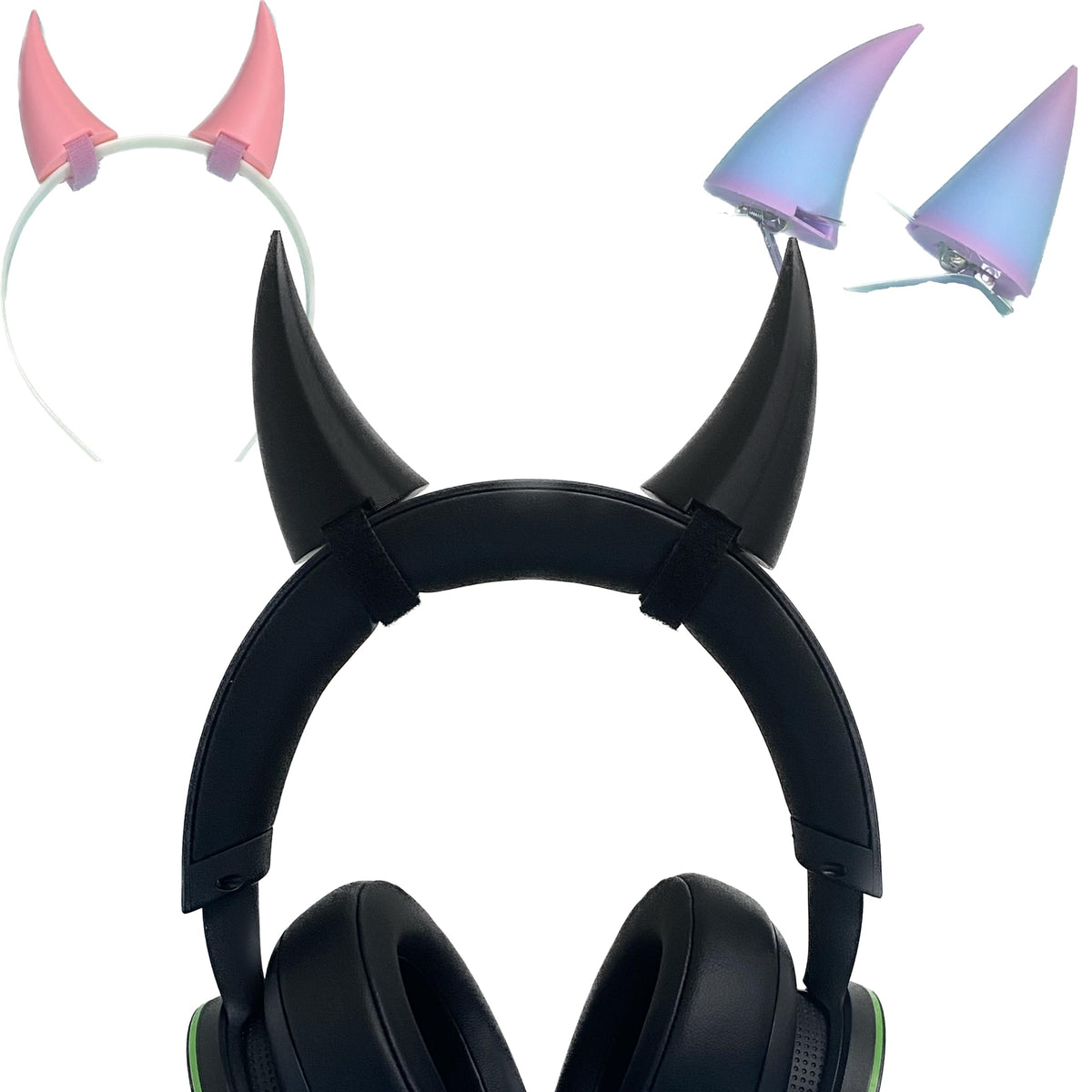 Cornes de diable 3D imprimées en noir pour cosplay