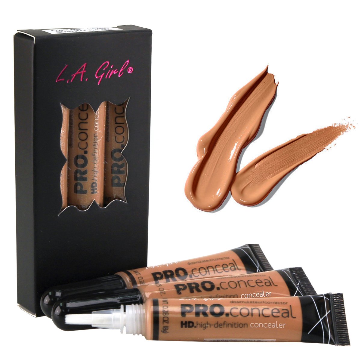 Correcteur L.A. Girl HD Pro Conceal Toffee vue avant avec pinceau